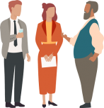 Employer engaging with two employees