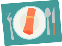 Reusable cutlery, plate and napkin at a restaurant