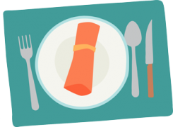 Reusable cutlery, plate and napkin at a restaurant