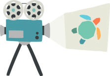 fil projector projecting the plastic free trurtle icon onto a white wall