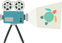 fil projector projecting the plastic free trurtle icon onto a white wall