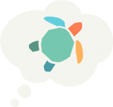 Thought bubble with the plastic free July turtle icon