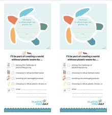 Plastic free July morning tea pledge cards